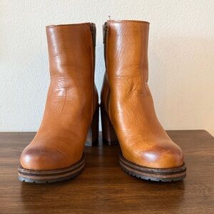 Frye Tan Leather Heeled Boots